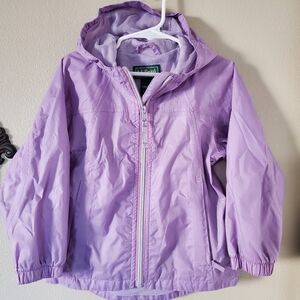 L.L. Bean Girls 4T Purple Lavender Full Zip Vented Rain Coat with Hood